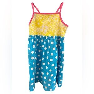 Hanna Andersson Polka Dot Floral Ruffle Tank Top Sun Dress Girls 120 CM / 6 Yr